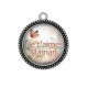 Pendentif Cabochon Argent - je t'aime maman