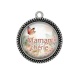 Pendentif Cabochon Argent - maman chérie