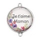 Connecteur Cabochon Argent - je t'aime maman