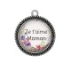 Pendentif Cabochon Argent - je t'aime maman