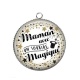 Pendentif Cabochon Argent - maman avec un sourire magique