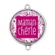 Connecteur Cabochon Argent - maman chérie