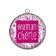 Pendentif Cabochon Argent - maman chérie