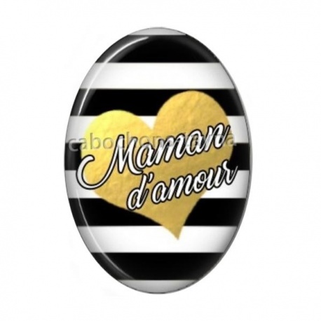 Cabochon Résine Ovale - maman d'amour