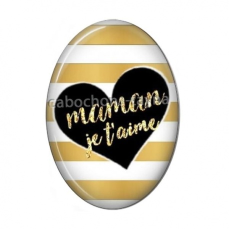 Cabochon Résine Ovale - maman je t'aime