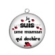Pendentif Cabochon Argent - une maman qui déchire