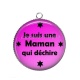 Pendentif Cabochon Argent - je suis une maman qui déchire