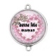 Connecteur Cabochon Argent - bonne fête maman