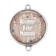 Connecteur Cabochon Argent - bonne fête maman