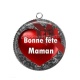 Pendentif Cabochon Argent - bonne fête maman