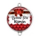 Connecteur Cabochon Argent - bonne fête maman