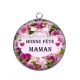 Pendentif Cabochon Argent - bonne fête maman
