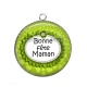 Pendentif Cabochon Argent - bonne fête maman