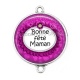Connecteur Cabochon Argent - bonne fête maman