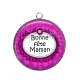 Pendentif Cabochon Argent - bonne fête maman