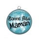 Pendentif Cabochon Argent - bonne fête maman