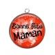 Pendentif Cabochon Argent - bonne fête maman