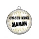 Pendentif Cabochon Argent - bonne fête maman