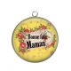 Pendentif Cabochon Argent - bonne fête maman
