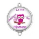 Connecteur Cabochon Argent - la plus chouette des mamans