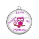 Pendentif Cabochon Argent - la plus chouette des mamans