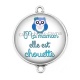 Connecteur Cabochon Argent - chouette maman