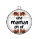 Pendentif Cabochon Argent - une maman en or