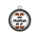 Pendentif Cabochon Argent - une maman en or