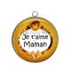 Pendentif Cabochon Argent - je t'aime maman