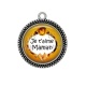 Pendentif Cabochon Argent - je t'aime maman
