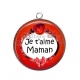 Pendentif Cabochon Argent - je t'aime maman