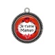 Pendentif Cabochon Argent - je t'aime maman