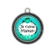 Pendentif Cabochon Argent - je t'aime maman