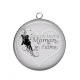 Pendentif Cabochon Argent - je t'aime maman