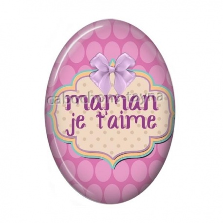 Cabochon Résine Ovale - maman je t'aime