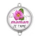 Connecteur Cabochon Argent - maman je t'aime