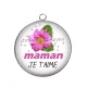 Pendentif Cabochon Argent - maman je t'aime