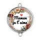 Connecteur Cabochon Argent - maman je t'aime