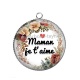 Pendentif Cabochon Argent - maman je t'aime