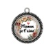Pendentif Cabochon Argent - maman je t'aime
