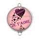Connecteur Cabochon Argent - je t'aime maman