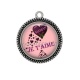 Pendentif Cabochon Argent - je t'aime maman