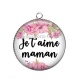 Pendentif Cabochon Argent - je t'aime maman