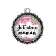 Pendentif Cabochon Argent - je t'aime maman
