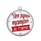 Pendentif Cabochon Argent - une super maman je t'aime