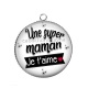 Pendentif Cabochon Argent - une super maman je t'aime