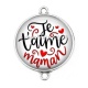 Connecteur Cabochon Argent - je t'aime maman