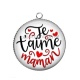 Pendentif Cabochon Argent - je t'aime maman