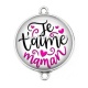 Connecteur Cabochon Argent - je t'aime maman