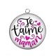 Pendentif Cabochon Argent - je t'aime maman